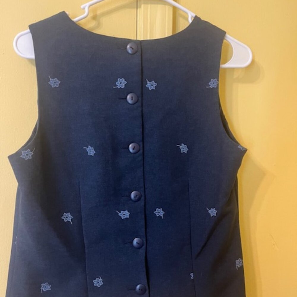 Womens Navy Sleeveless Pantsuit Top and Pants - Picture 4 of 5